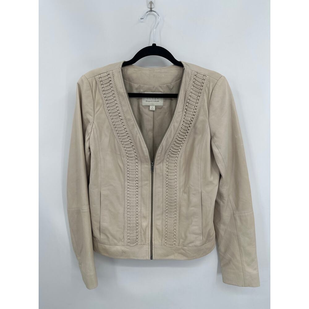 Hinge Soft Leather Moto Jacket in Cream Size Medium